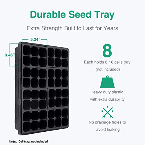 [Thick Plastic] 3-Set Strong Seed Starter Trays With 5" Humidity Domes For Seed Starting, Germination, Seedling Propagation & Plant Growing, Holds 144 Cells In Total #TOP4