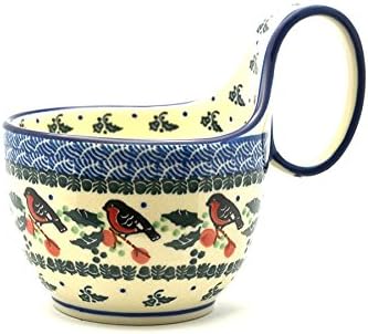 Polish Pottery Loop Handle Bowl - Red Robin