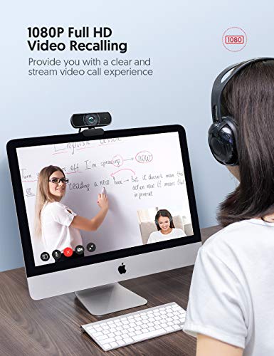 Victure 1080P Webcam Privacy Cover, Dual Stereo Microphones PC Camera, Full HD Video Camera for Computers PC Laptop Desktop, USB Plug and Play, Conference Study Video Calling