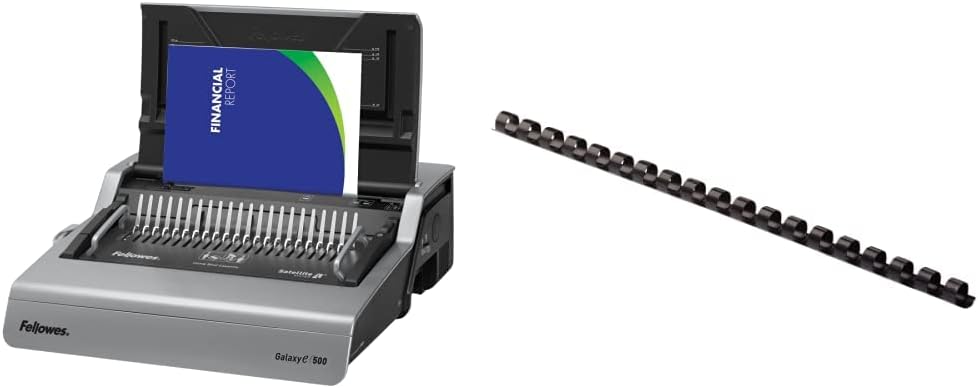 Fellowes Binding Machine Galaxy E Electric Comb Binding (5218301) & Plastic Combs - Round Back, 1/4 Inch, 100 Pack, Black (52366)