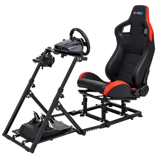 CXRCY Racing Simulator Cockpit with Seat and Adjustable Rails