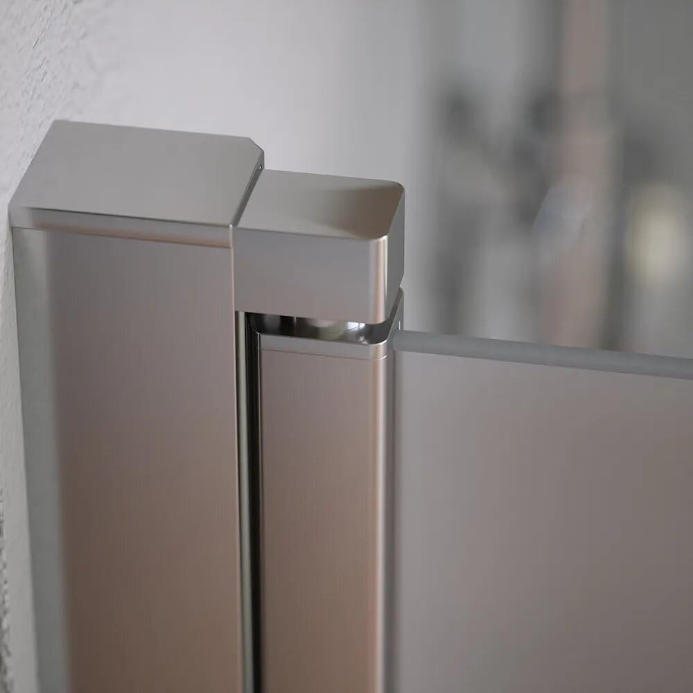 Box doccia 80x80cm con apertura a battente e parete fissa, profili cromati e vetro da 6mm opaco h195 | Elba