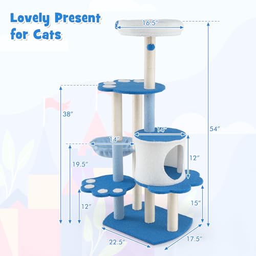 PETSITE Torre para Gatos 54 in Multi Nivel Azul miniatura 7