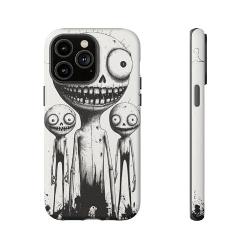 Coque rigide iPhone 14 Pro Max Three Slimy Monsters mate noire antichoc au design ajusté