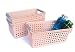 Honla Slim Plastic Storage Baskets Bins Organizer with Gray Handles,Set of 3,Pink
