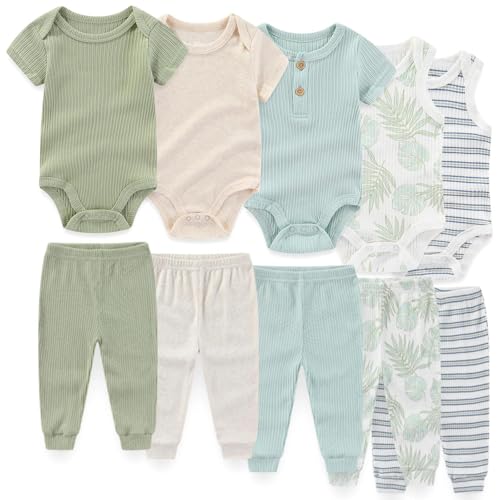 Image of JELYLOVE Unisex Baby Boy Girl Pants Sets 10 pack Cotton Casual New born Clothes Comfort Infant Outfit