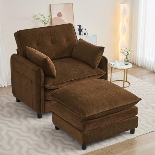Sillón Chenille Marrón Extra Ancho Plegable