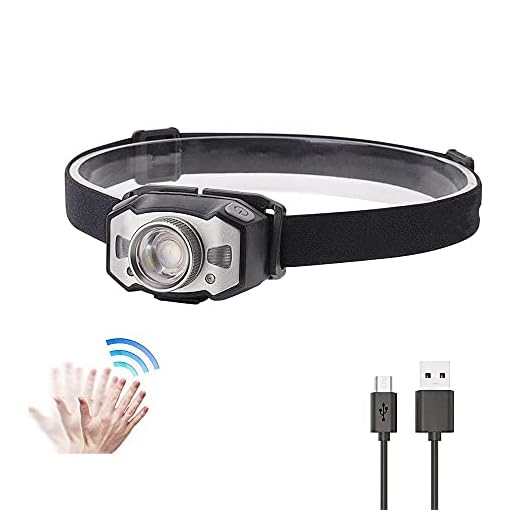 LUXNOVAQ USB Rechargeable Headlamp Motion Sensor LED Headlamp Flashlight, EDC Head Lamps Waterproof Zoomable 210 Lumen Small Head Light with Red Light for Runners Camping Hiking Outdoor Adults Kids
