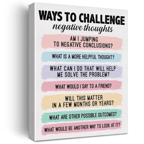 Cognitive Behavioral Therapy Wall Art Challenging Negative Thoughts Poster Mental Health Decor for Counseling Office Therapy Roo