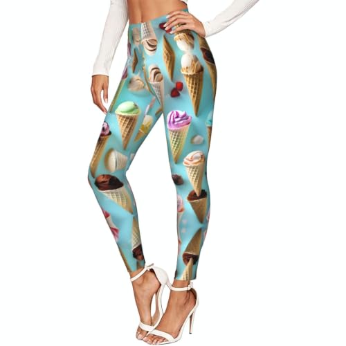 Leggings de compresión para yoga y running con divertido diseño de conos de helado