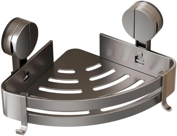 No Drilling Heavy Duty Shower Cage with Hooks, Triangle Bathroom Wall Mounted Basket Organizer, Easily Removable Rust-Proof Stainless Steel Shower Cage suction cup bathroom accessories (2PCS)