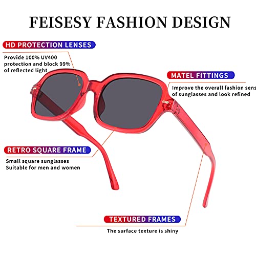FEISEDY Retro 90s Rectangle Sunglasses Oval Yellow Sunglasses Trendy Irregular Square Sun Glasses for Women Men B27903