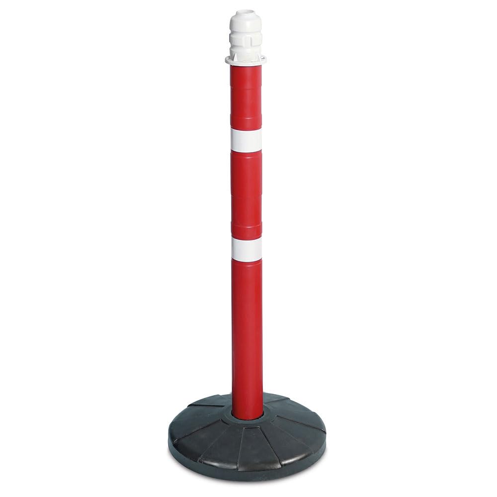 BRB Lot de 4 supports de chaîne, chaîne de 6 m, tube Ø 70 mm, hauteur 1000 mm, pied en caoutchouc plein