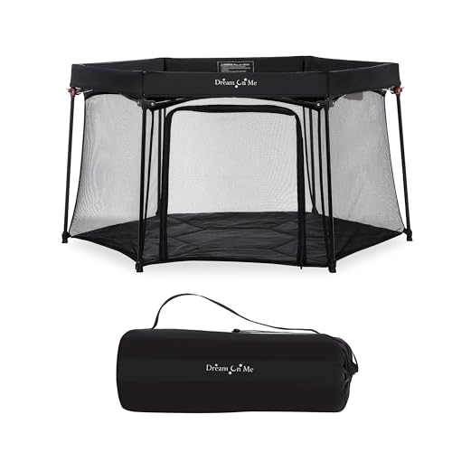 Image of Dream On Me Onyx Playpen in Black, Baby Playpen, Portable and Lightweight, Playpen for Babies and Toddler - Comes with A Comfortable Padded Floor