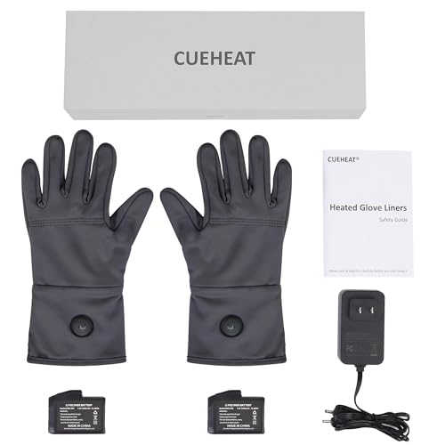 CUEHEAT Heated Glove Liners, Flexible Ultrathin, Touchscreen Compatible, 7.4V 2200mAh Rechargeable Battery Electric Heating Thin Gloves(CH02DG-Basic Plan, Small)