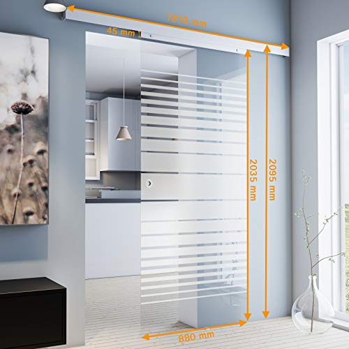 Glasschiebetür Inova 880 x 2035 mm mit Streifen Design