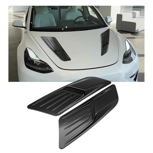 TNAIYH Car Hood Vents, 2PCS Bonnet Vent Air Intake Trim Cover for Vehicle Hood Scoop, Auto Louvers Cooling Engine Intake Front Air Vent Decorative Kit, Universal for Sedan Truck SUV