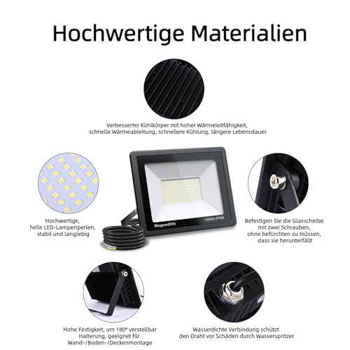 Projecteur LED Extérieur 100W Éclairage de Sécurité Cour et Jardin - 6