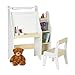 Produktbild Relaxdays Kindertafel, mit Kinderstuhl, Fächern & Papierrolle, HBT: 90 x 72 x 30 cm, Maltafel Kinderzimmmer, weiß/beige
