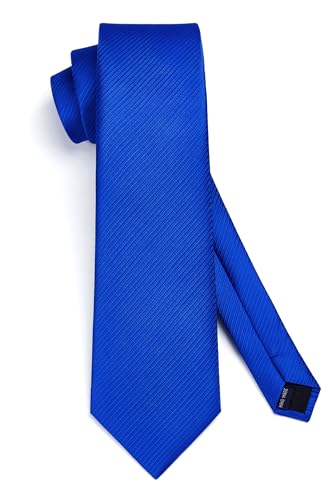 Image of HISDERN Mens Striped Tie and Pocket Square Set Necktie for Men | soft smooth texture, wrinkle-free, neat hand-tied knot, gifting ready, regular 3.4 width, coordinated look, business wedding