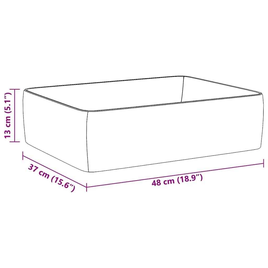 vidaXL Lavabo Rectangular, Lavamanos para Encimera, Fregadero Rectangular, Lavabo para Baño Aseo Tocador, Cerámica Blanco 48x37x13 cm