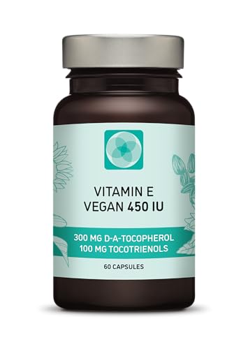 Vitamin E 450 IU 400mg Tocopherol + Tocotrienol Vitamin E Vegan - Alpha Tocopherol + All 4 Tocotrienols – Alpha Tocotrienol + Beta Tocotrienol + Delta Tocotrienol and Gamma Tocotrienol