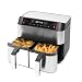 Produktbild Niceey Dual Zone Heißluftfritteuse - 8L - Doppel Airfryer XXL fur 8 Portionen - Heißluftfritteuse 2 Kammern mit 2x4L Fassungsvermögen - 2460 Watt - Doppelfunktion - Silber