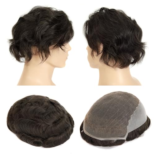 Topunique Swiss Lace Front with Thin Skin Back and Side Hair System for Men, 8x10 Inch Size