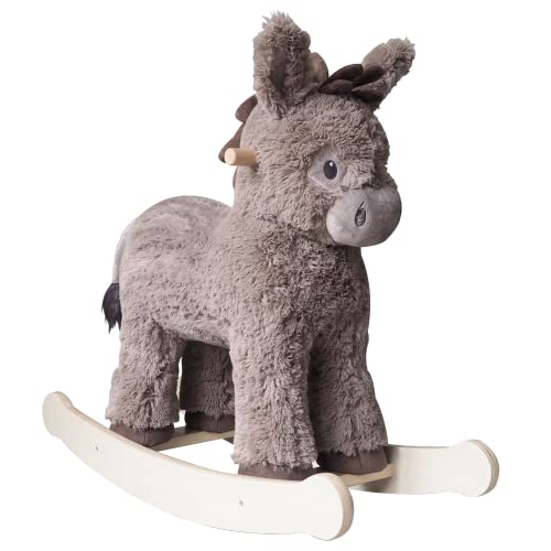 Little Bird Told Me Norbert Rocking Horse Donkey Sturdy Wooden Frame & Plush Soft Tufted Coat to Ride on Indoor Toy for Girls & Boys to Play