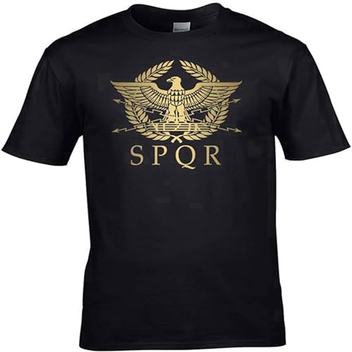 KAZHILAN SPQR Roman Empire Metallic Gold Eagle Historical Men's T-Shirt XXXL