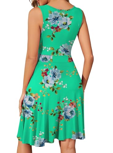 Image of WEACZZY Women's Summer Sleeveless Casual Dresses V-Neck Wrap Floral Holiday Tank Dress Flowy Beach Sundress with Pockets