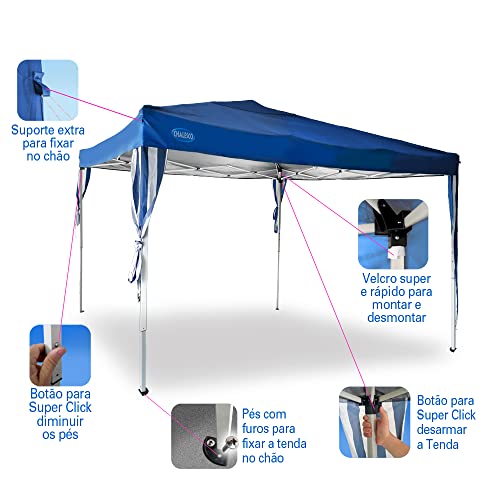 Tenda Gazebo Barraca Articulada Chalesco 3x3: Proteção UV e Conforto para Praia, Campo e Camping