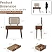 DONGMUWUJEE Solid Wood Vanity Desk with Mirror and Lights,Adjustable Height and Brightness, Makeup Vanity with 3 Drawers,Semi-Assembled,Dressing Table for Bedroom (Walnut)