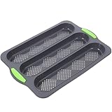 Angoily Dreifach Geschlitzte Silikon Brotbackform Antihaftbeschichtet Hitzebeständig Dreifach Baguetteform für Ofen und Mikrowelle Backzubehör für Vollkornbrot und Hotdogs