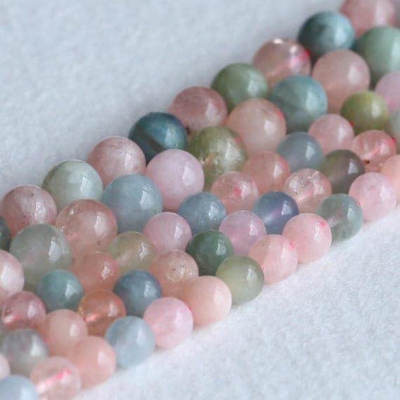 Perles aigue-marine naturelles beryls morganite gemmes rondes 9.5mm fil de 16 pouces pour DIY