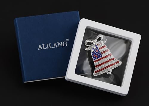 Image of Alilang American Flag USA Sparkly Crystal Rhinestone 4th of July Patriotic Pin Brooch