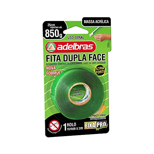 Fita Dupla Face Fixa Pro Massa Acrílica 19 mm x 2 m Adelbras
