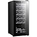 HOMCOM 50L Wine Cooler, 18 Bottles, 5-18° Freestanding Wine Fridge with Glass Door, LED Light, Temperature Control and Digital Touch Screen, Black
