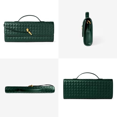 Image of Joryin Woven Purse for Women Evening Clutch Woven Leather Handbags Crossbody Bag Purse Formal Evening Bag, Vegan Leather