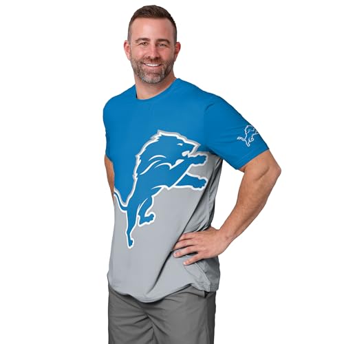 FOCO Detroit Lions NFL Mens Cropped Big Logo Colorblock Rash Guard - XXL