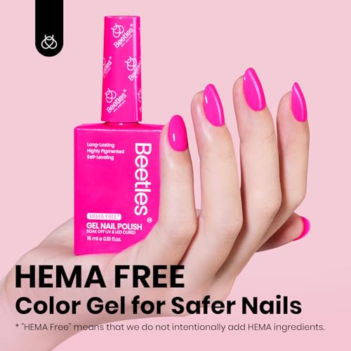 Image of Beetles Neon Pink Gel Nail Polish - Neon Whispers Hema Free Gel Polish, Vibrant Pink Color Matching Bottles Long-Lasting Manicure Gift for Women 0.5Oz