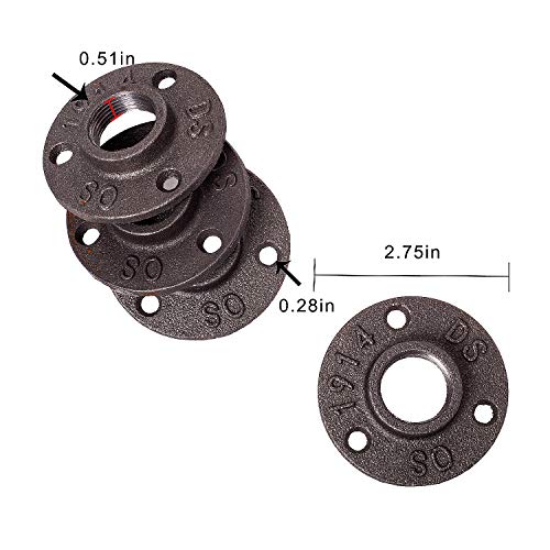KINJOEK 10 Packs 3/4\" Pipe Flange, 3 Hole Threaded Pipe Fittings for Wall DIY Projects Industrial Steampunk Vintage Furniture Decoration - Thumbnail 7