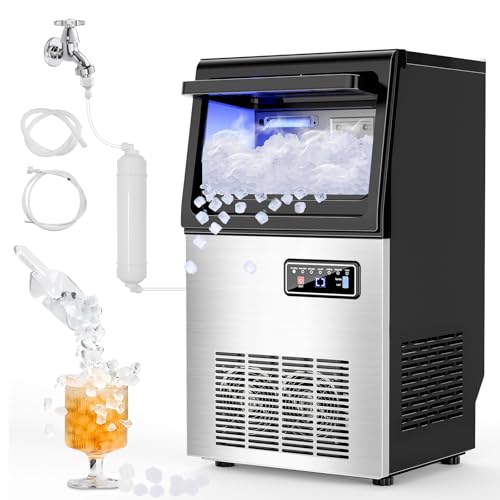 Ice Machine Commercial Ice Maker Machine, 400 Lbs/24H Industrial Ice Machine, 350 Lbs Storage Commercial Ice Machines Free Standing, Cubes Ice Makers