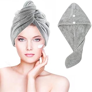Y-HOMES 160g Hair Towel Turban Wrap for Long Thick Hair,Soft Microfiber Quick Dry Hair Towel Turban with Button for Women Girl Wet/Long/Curly/Thick Hair