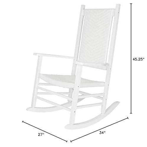 Shine Company 4335Wt Hampton Front Porch Rocker | Solid Wood High Back Rocking Chair For Indoor/Outdoor – White #TOP7