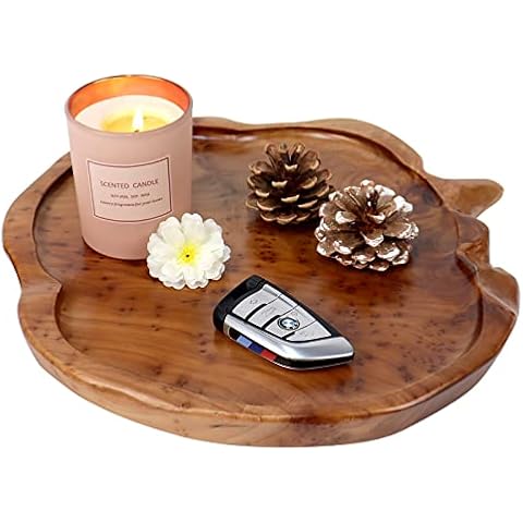 DeziWood Wooden Tray for Decor, Rustic Wood Decorative Tray, Small Wood Serving Tray, Farmhouse Candle Holder Decorative Tray for Home Decor, 12.5x12.5x1.5 Inch Cover