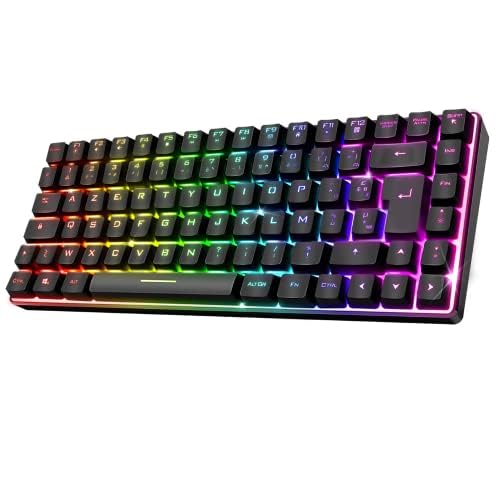 Spirit Of Gamer | Clavier Gamer sans Fil & Bluetooth RGB | Clavier TKL AZERTY Compact 65% | Touches Semi-Mécanique Rétroéclairé Dont 25 Anti-Ghosting | Compatible PC Gaming, Smartphone & Tablette