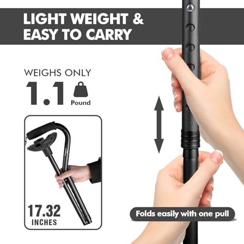 KingGear Adjustable Cane for Men & Women - Lightweight & Sturdy Offset Walking Stick - w/Additional Big Tip - Mobility Aid for Elderly, Seniors & Handicap (Purple)