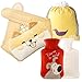 BAYINBROOK Bouillotte, livrée avec une housse de taille en peluche, des , un kit de premières règles pour les filles et des pochettes anti-douleur pour le cou, abdomen (Chien jaune)