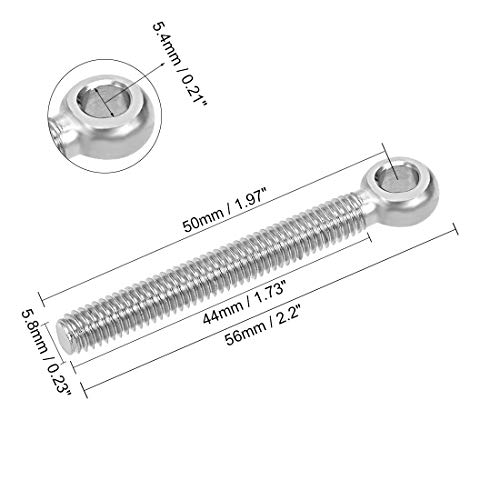 Image of uxcell M6 x 50mm 304 Stainless Steel Machine Shoulder Lift Eye Bolt Device 4pcs